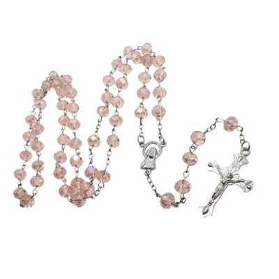 Różaniec szklany jasny róż 202559A