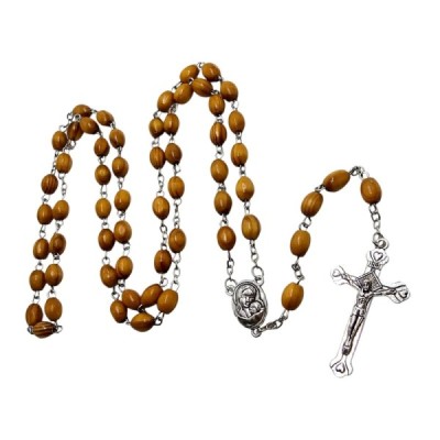 Różaniec drewno oliwne z ziemią Świętą R2450-1