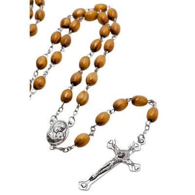 Różaniec drewno oliwne z ziemią Świętą R2450-1