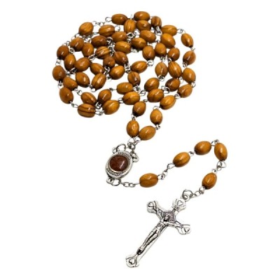 Różaniec drewno oliwne z ziemią Świętą R2450-1