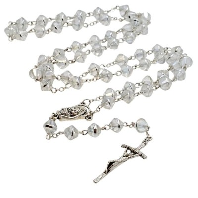 Różaniec szklany bezbarwny M123D