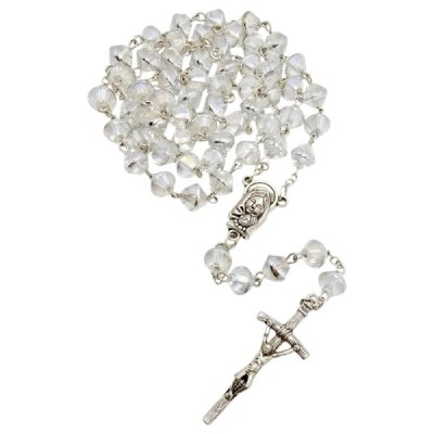 Różaniec szklany bezbarwny M123D