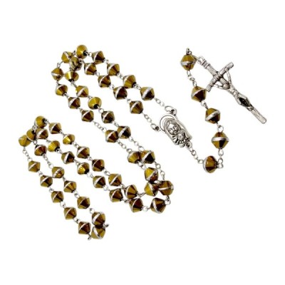 Różaniec szklany żółty M123C