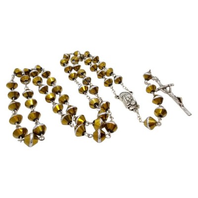 Różaniec szklany żółty M123C