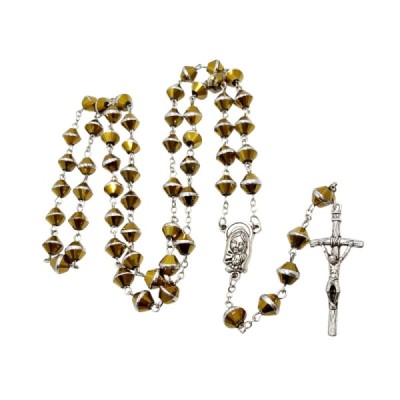 Różaniec szklany żółty M123C