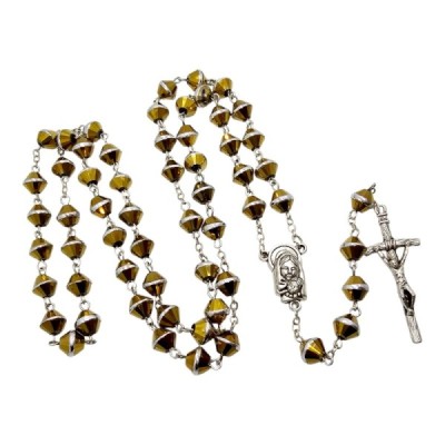 Różaniec szklany żółty M123C