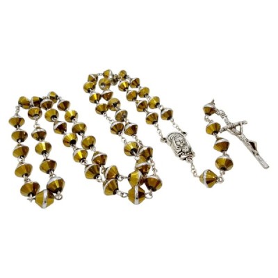 Różaniec szklany żółty M123C