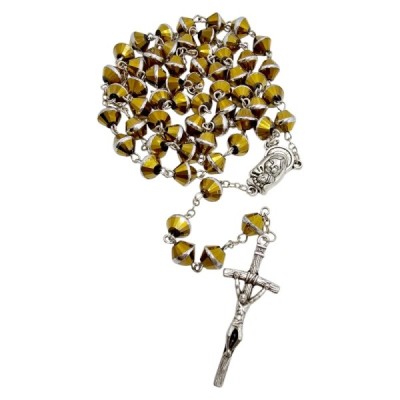 Różaniec szklany żółty M123C