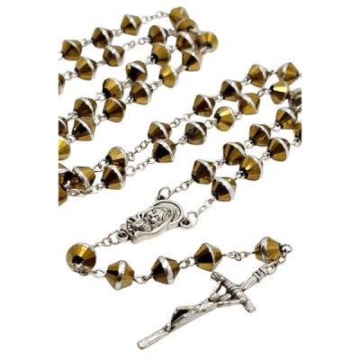 Różaniec szklany żółty M123C