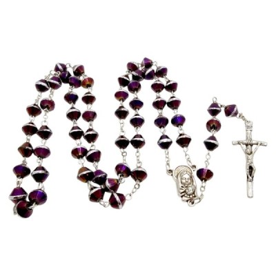 Różaniec szklany fioletowy M123B
