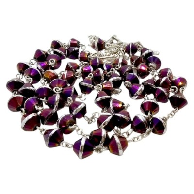 Różaniec szklany fioletowy M123B