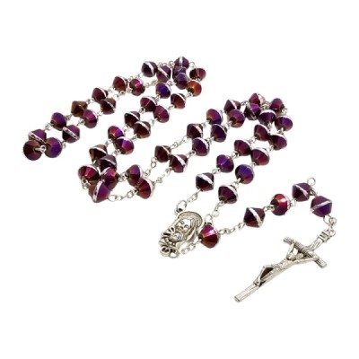 Różaniec szklany fioletowy M123B