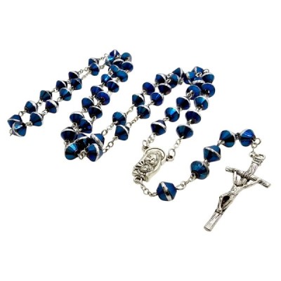 Różaniec szklany niebieski M123A