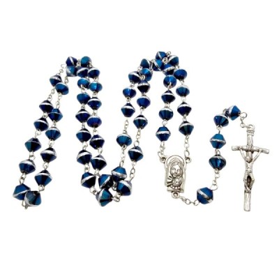 Różaniec szklany niebieski M123A