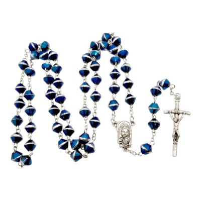 Różaniec szklany niebieski M123A