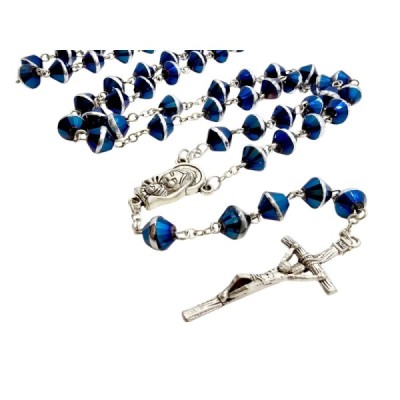 Różaniec szklany niebieski M123A