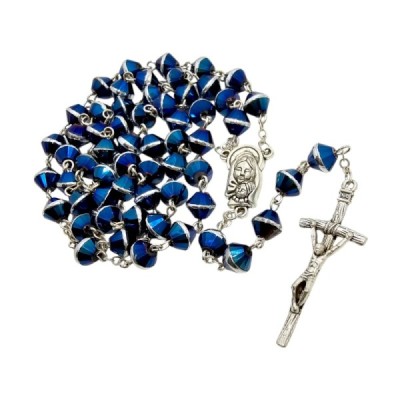 Różaniec szklany niebieski M123A