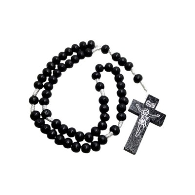 Różaniec na sznurku czarny drewniany HDW80824NC