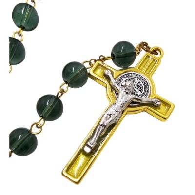 Różaniec szklany Benedykt zielony R169Z
