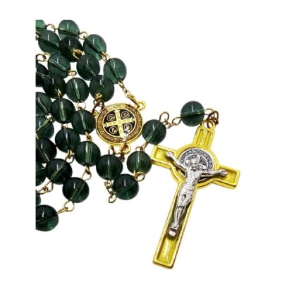 Różaniec szklany Benedykt zielony R169Z