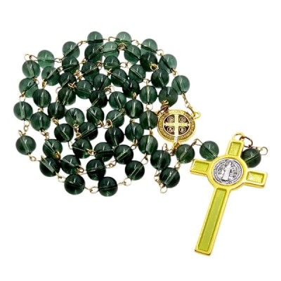 Różaniec szklany Benedykt zielony R169Z