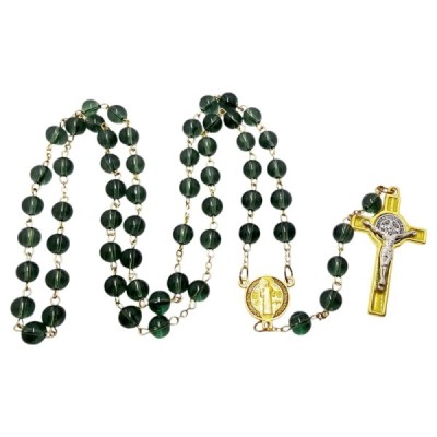 Różaniec szklany Benedykt zielony R169Z