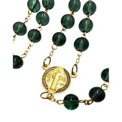 Różaniec szklany Benedykt zielony R169Z