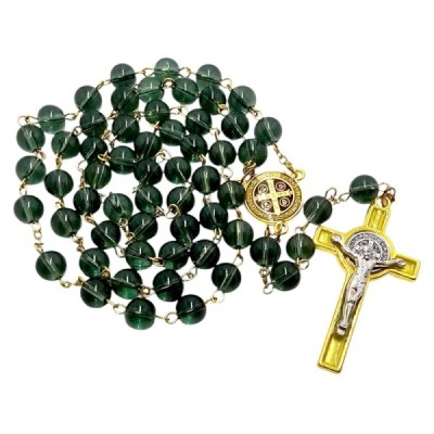 Różaniec szklany Benedykt zielony R169Z