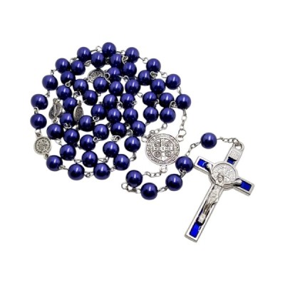Różaniec szklany Benedykt niebieski R169-1N