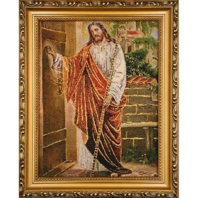 Obraz Haft. Jezus u drzwi 22x27,5cm 2025S7 Obraz Haft. Jezus u drzwi 22x27,5cm 2025S7