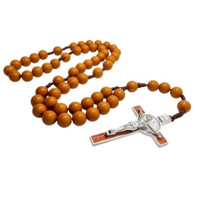 Różaniec plastik duży paciorek rudobrązowy 1945JBR
